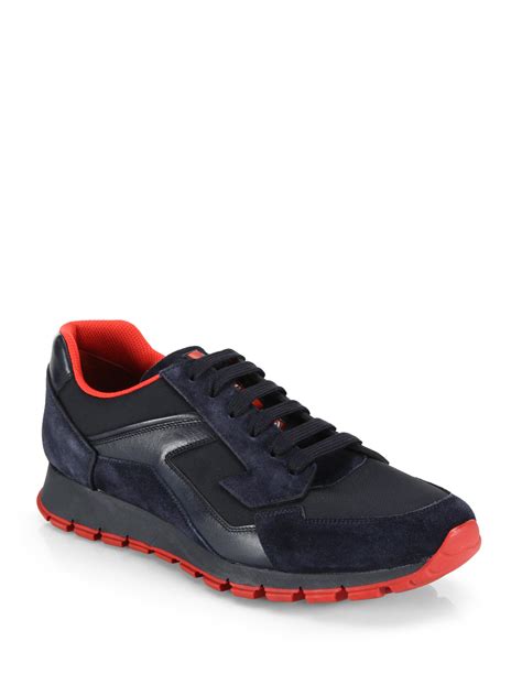 Prada blue suede sneakers